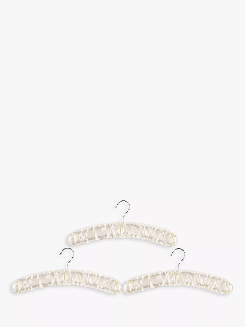 John Lewis padded satin clothes hangers white set of 3 - British product