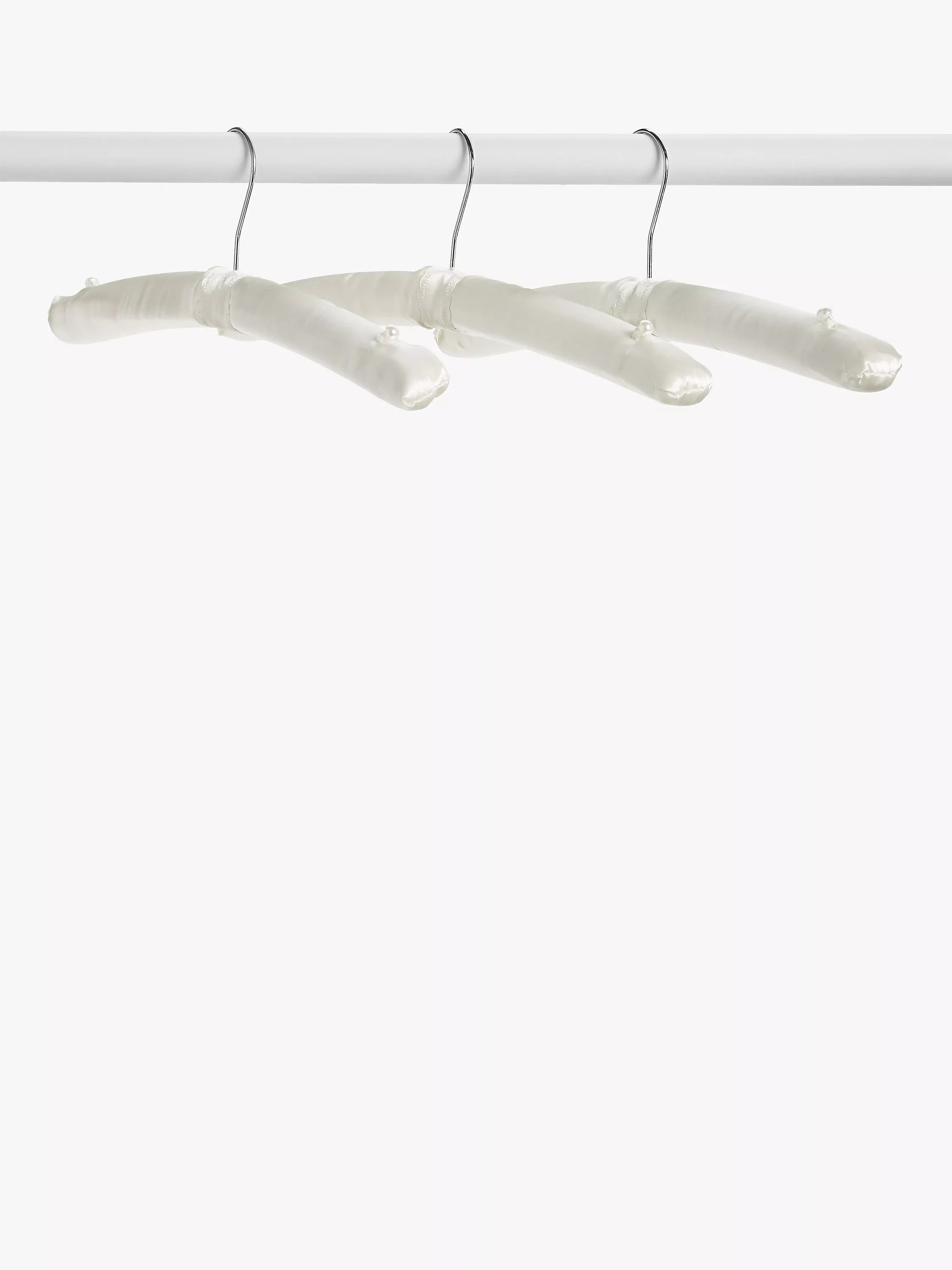 John Lewis padded satin clothes hangers white set of 3 - British product