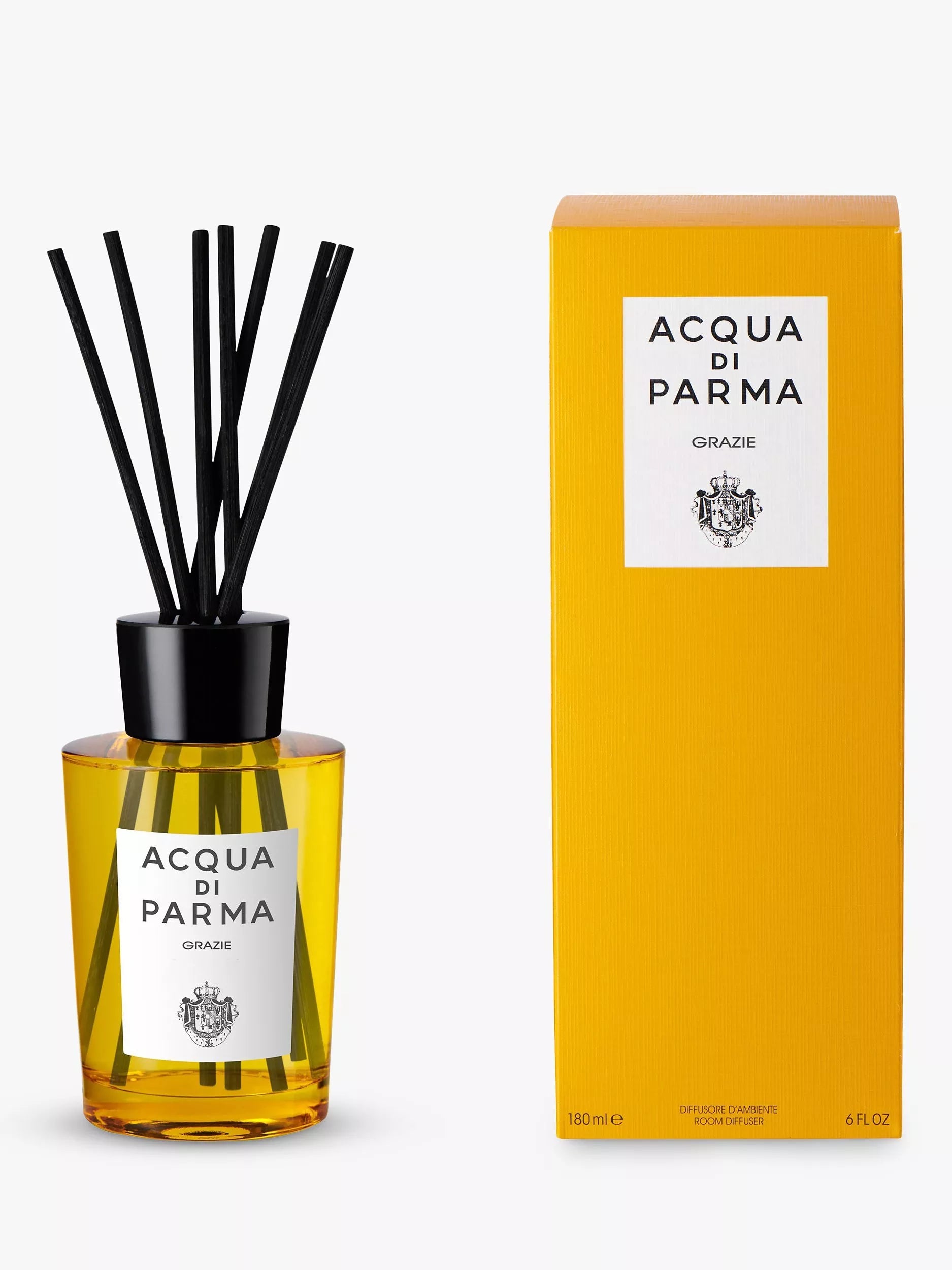 Acqua di Parma Grazie scented room diffuser with natural rattan reeds, 180ml - British product