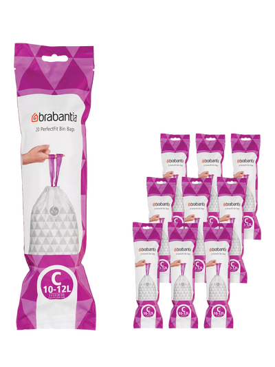 John Lewis Brabantia PerfectFit Bin Liners, Size C, 10-12L, 200 Bags- Buy online at McGrocer