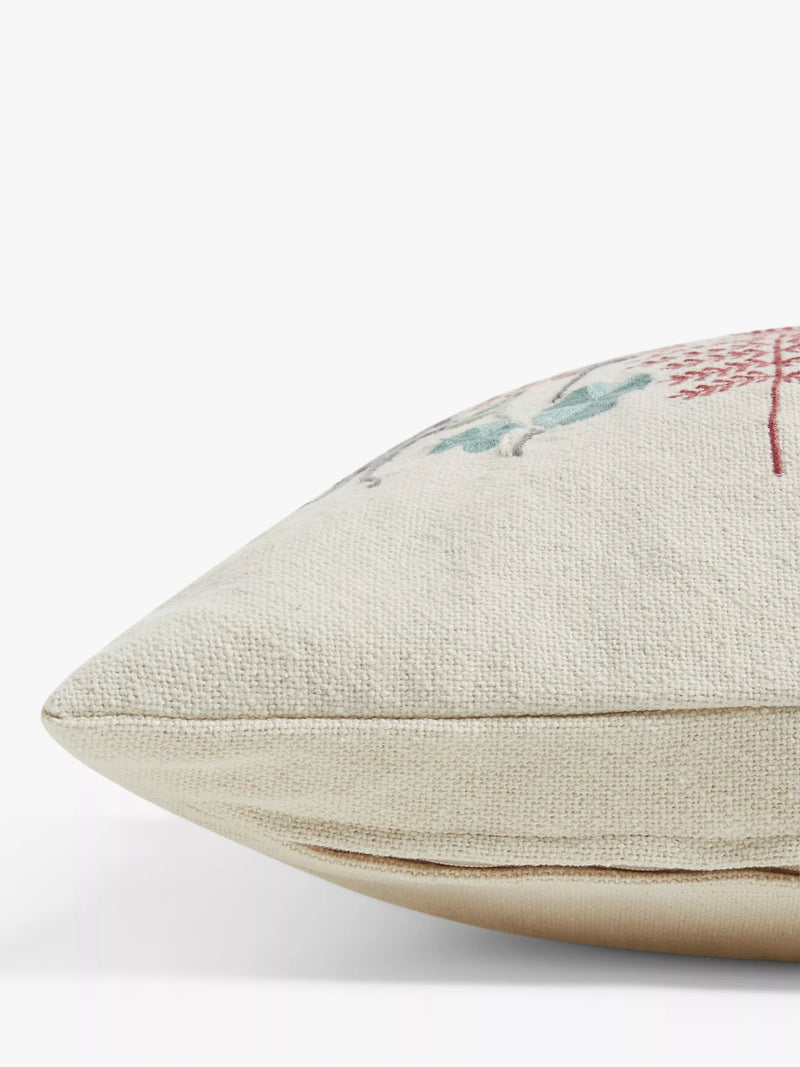 John Lewis hand-embroidered square cushion with botanical design, UK version