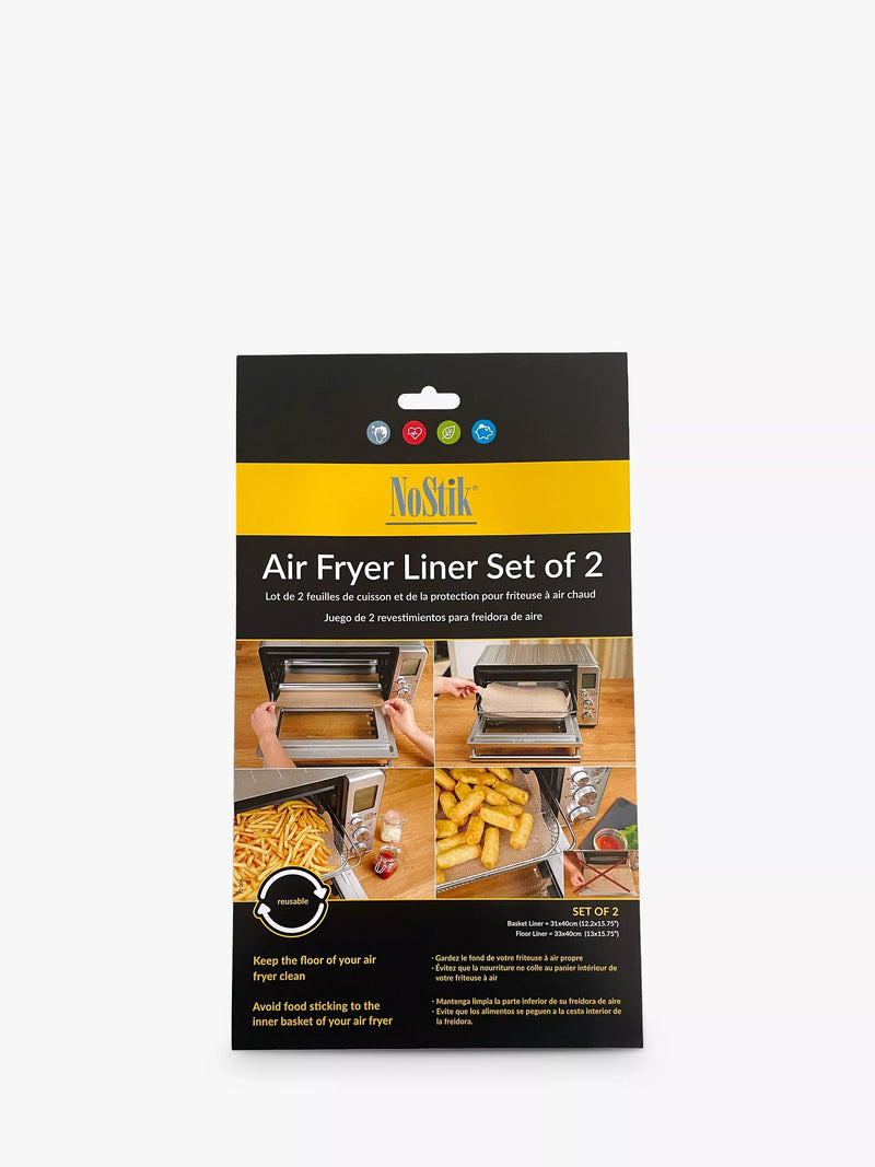 NoStik rectangular reusable non-stick air fryer liner pack of 2, UK version