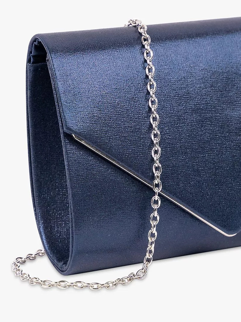 Paradox London Darcy Simmer clutch bag metallic finish (British brand)