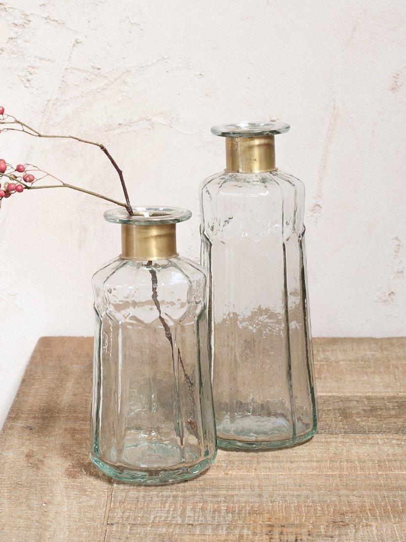 Nkuku Chara clear glass bottle vase - British product