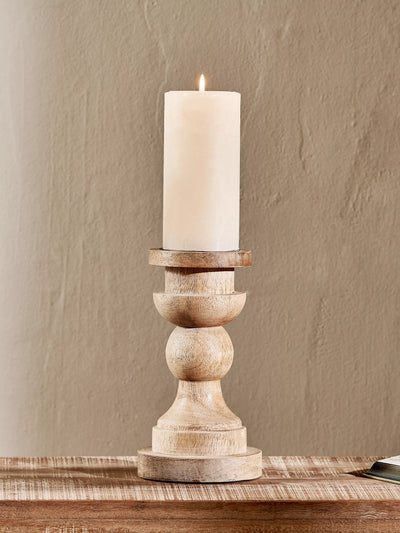 John Lewis nkuku Kibibi Natural Wooden Candlestick 23cm- Buy online at McGrocer