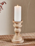 nkuku Kibibi wooden candlestick natural, UK version