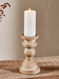 nkuku Kibibi wooden candlestick natural, UK version