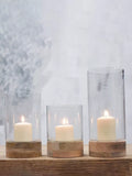 nkuku Idha mango wood hurricane lantern medium, UK version