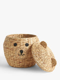 John Lewis bear water hyacinth storage basket with lid, natural, UK version