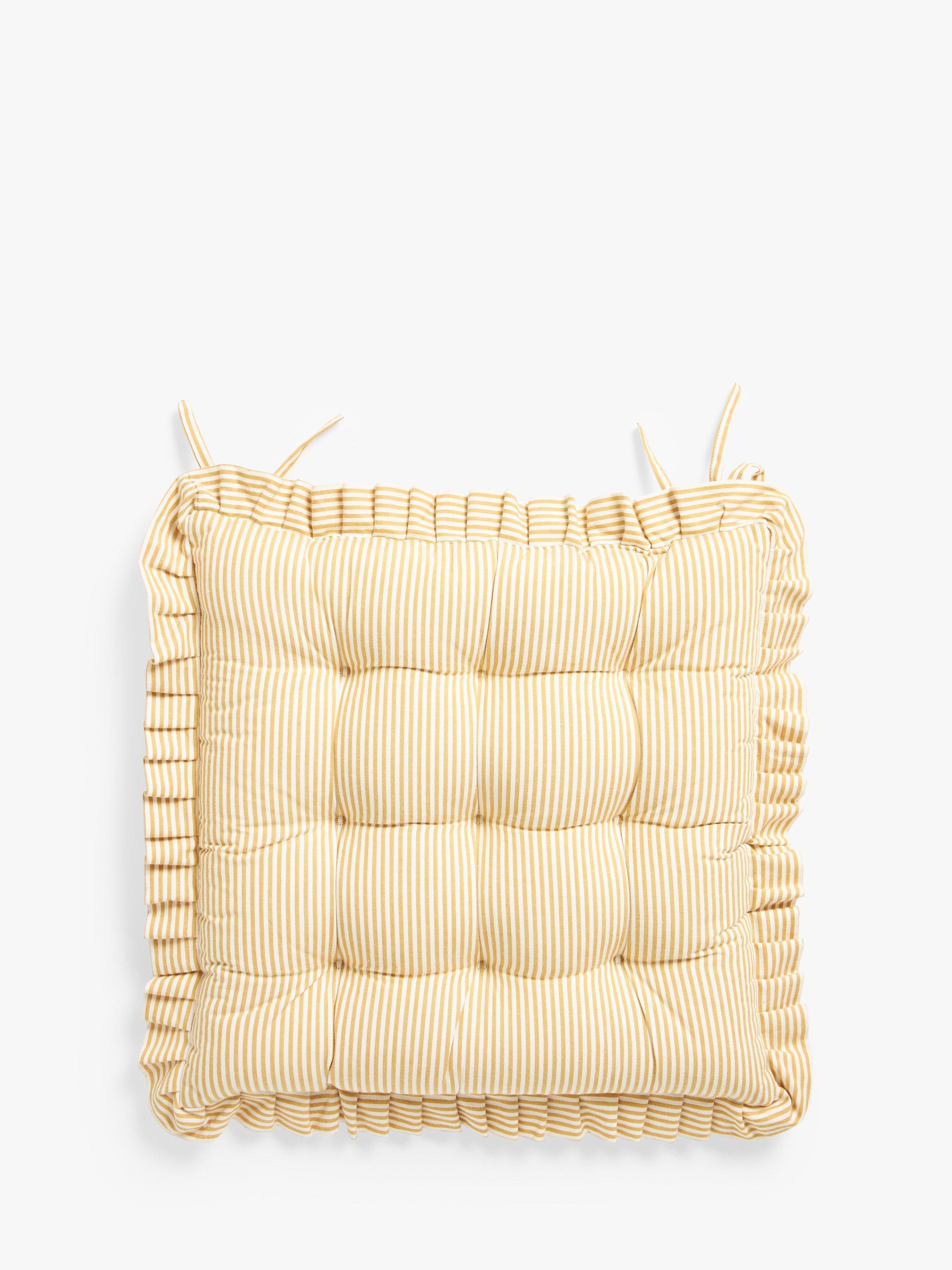 John Lewis frilled stripe seat pad 43x43cm with cotton cover, UK version