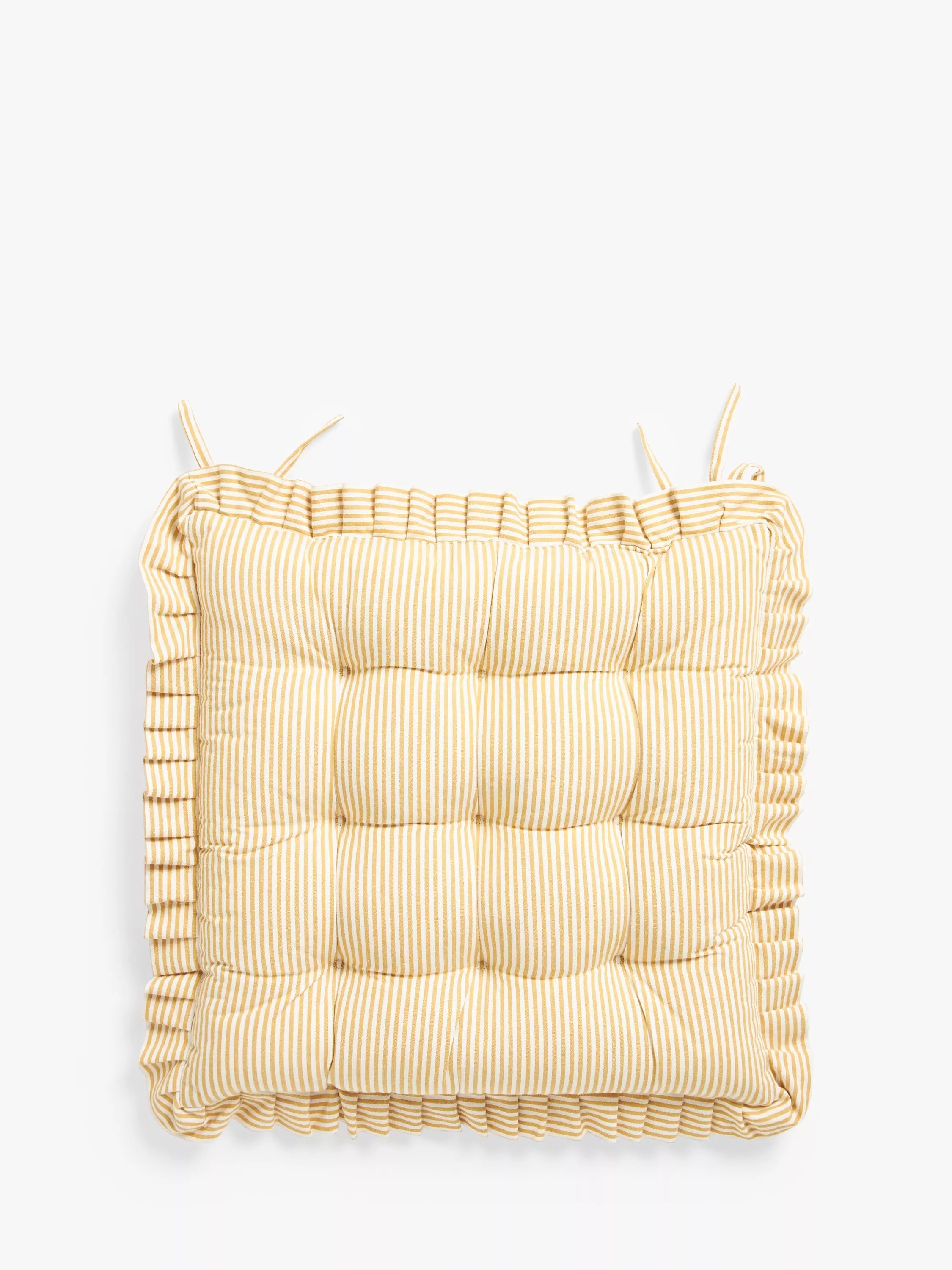 John Lewis Frilled Stripe Seat Pad 43x43cm