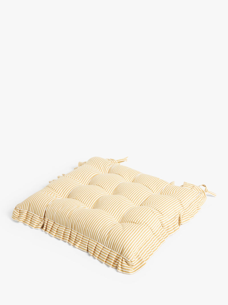 John Lewis frilled stripe seat pad 43x43cm with cotton cover, UK version