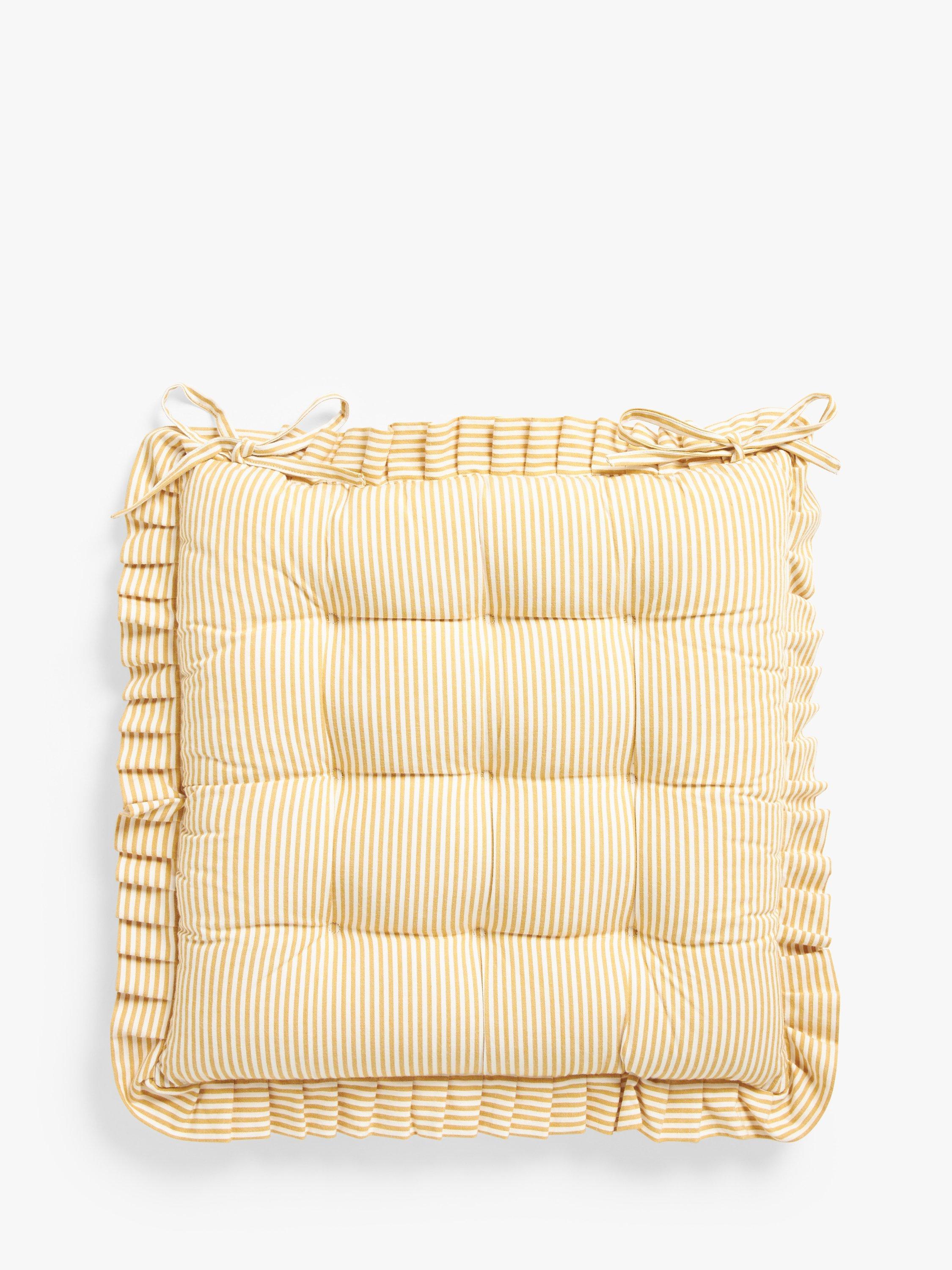 John Lewis frilled stripe seat pad 43x43cm with cotton cover, UK version