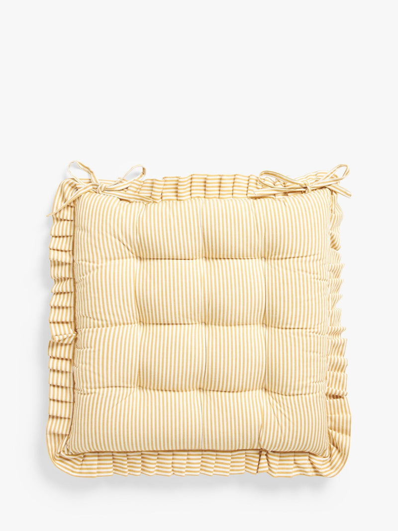 John Lewis frilled stripe seat pad 43x43cm with cotton cover, UK version