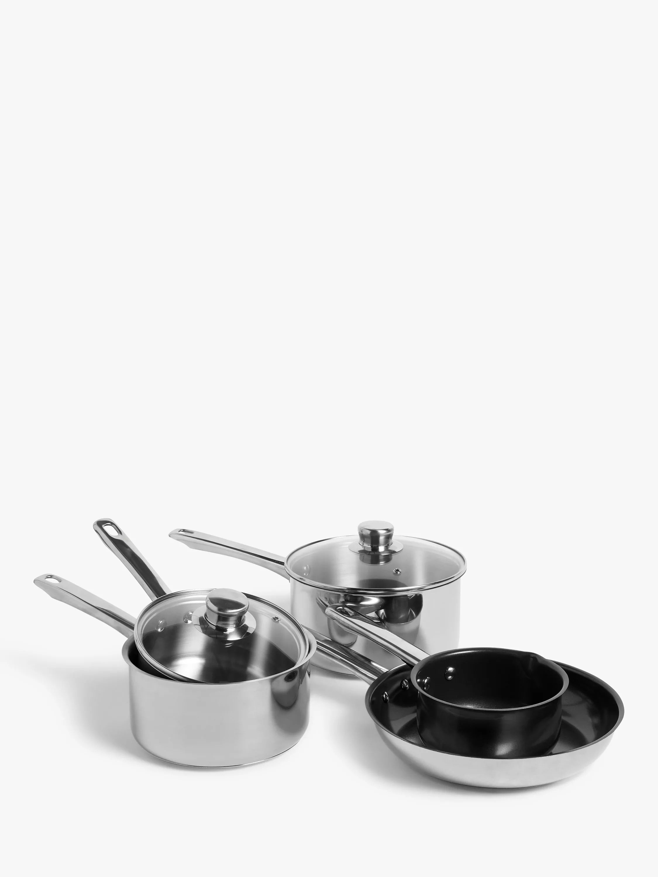 John Lewis 5-piece stainless steel pan set - British product
