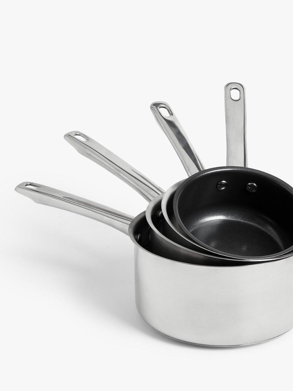 John Lewis 5-piece stainless steel pan set - British product