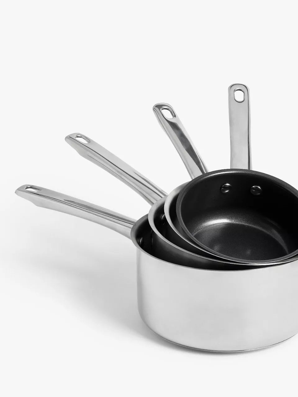 John Lewis 5-piece stainless steel pan set - British product