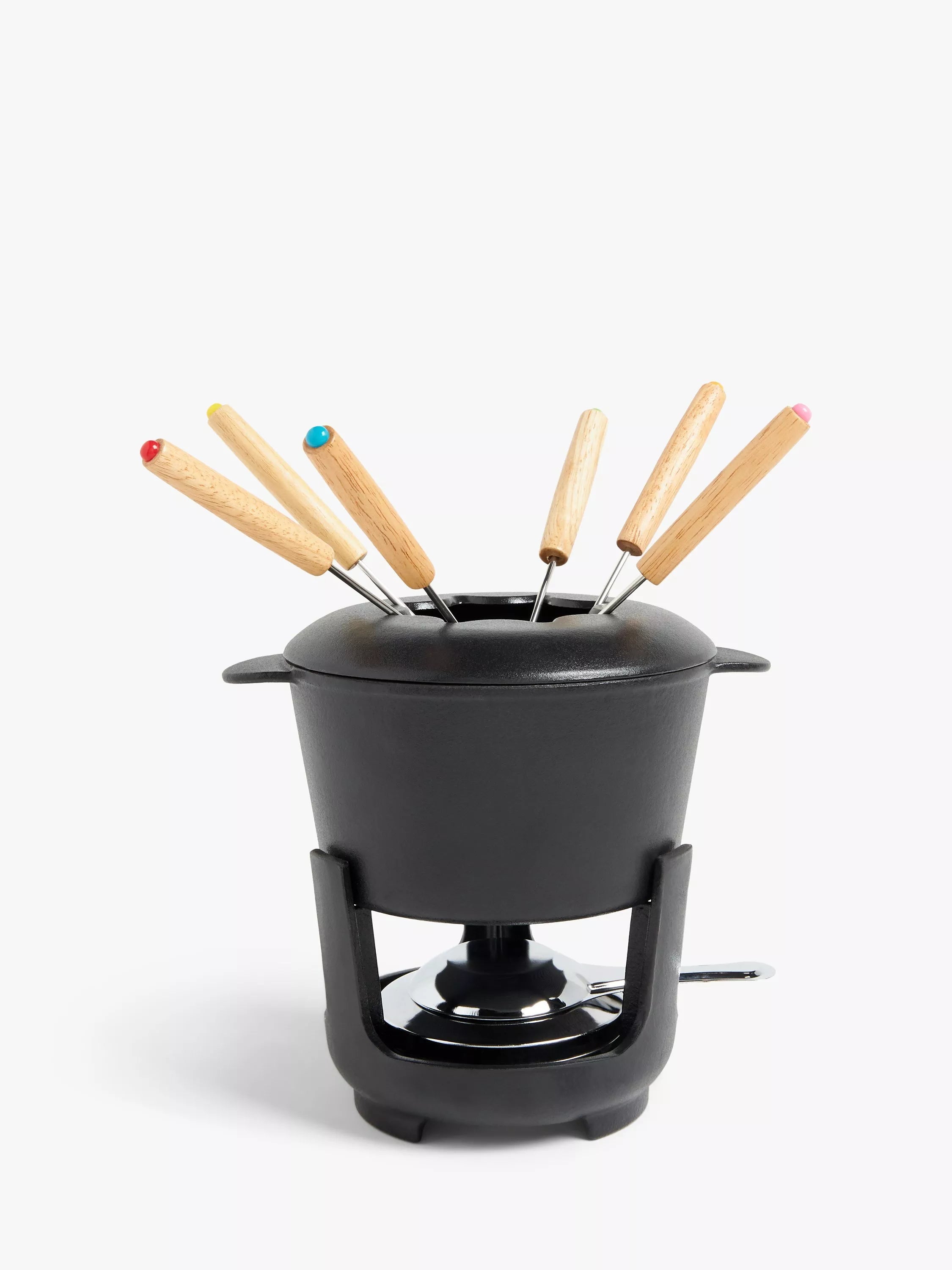 John Lewis cast iron fondue set black 700ml - British product