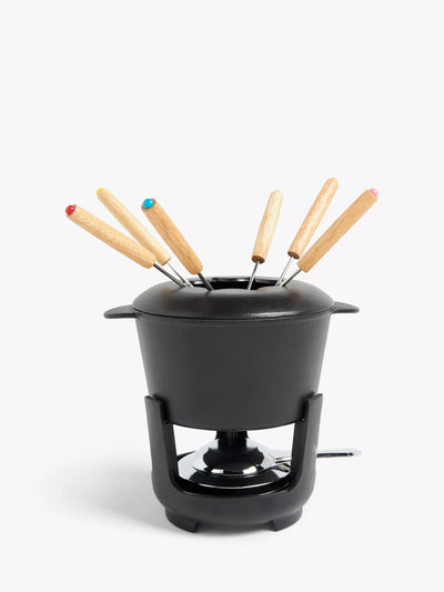 John Lewis John Lewis Cast Iron Fondue Set, Black- Buy online at McGrocer