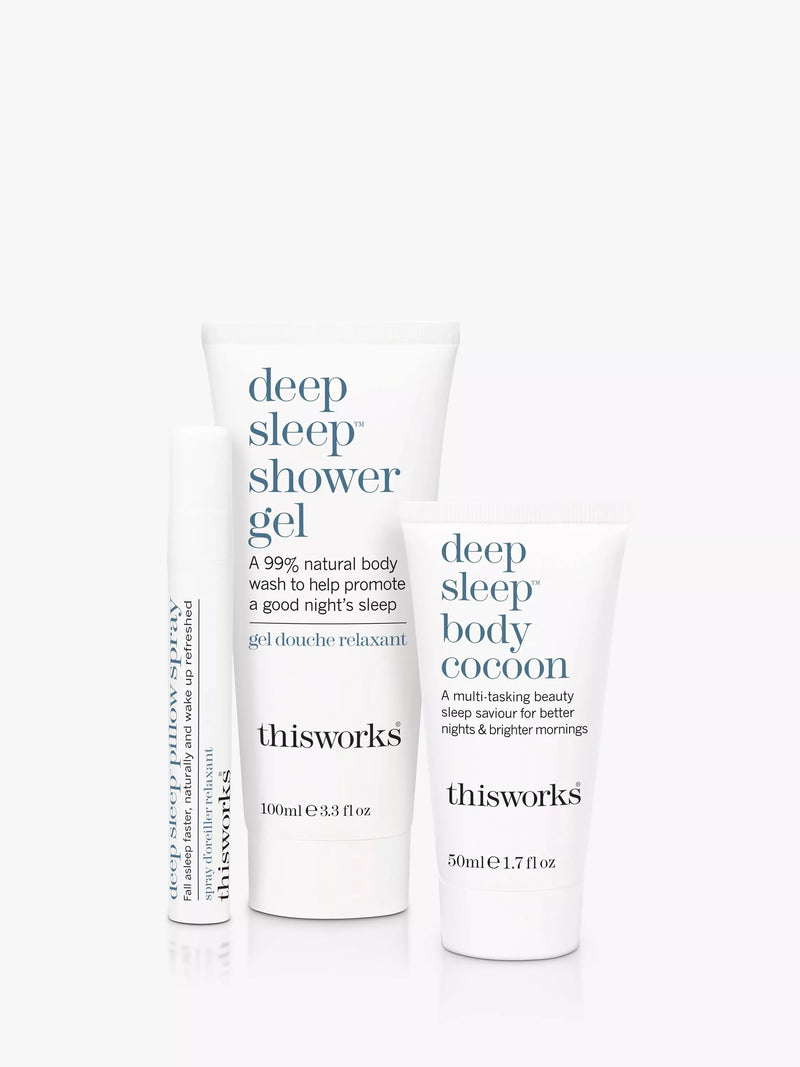 This Works sleep retreat bodycare gift set with shower gel, body cocoon, and pillow spray (British brand)