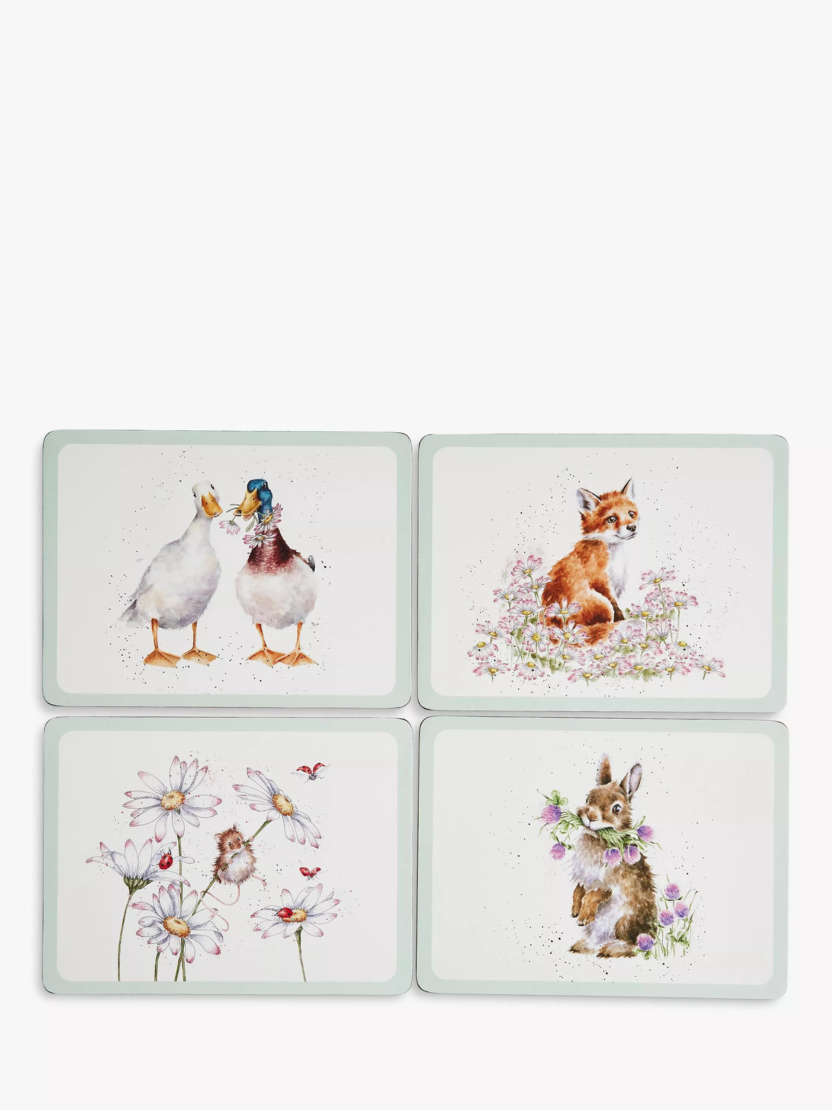 Wrendale Designs animal placemats set of 4 cork-backed, imported from the UK