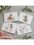 Wrendale Designs animal placemats set of 4 cork-backed, imported from the UK