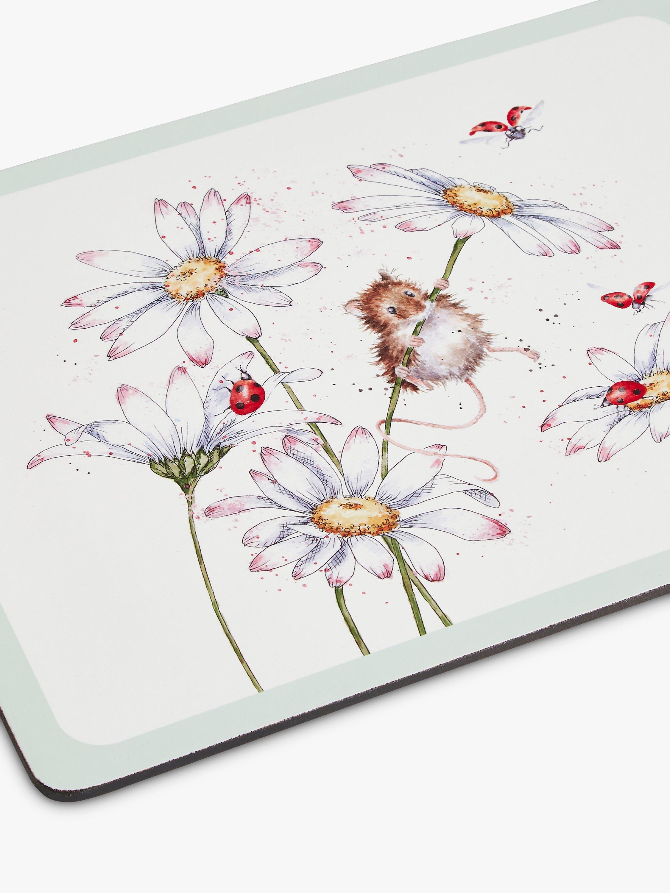 Wrendale Designs animal placemats set of 4 cork-backed, imported from the UK