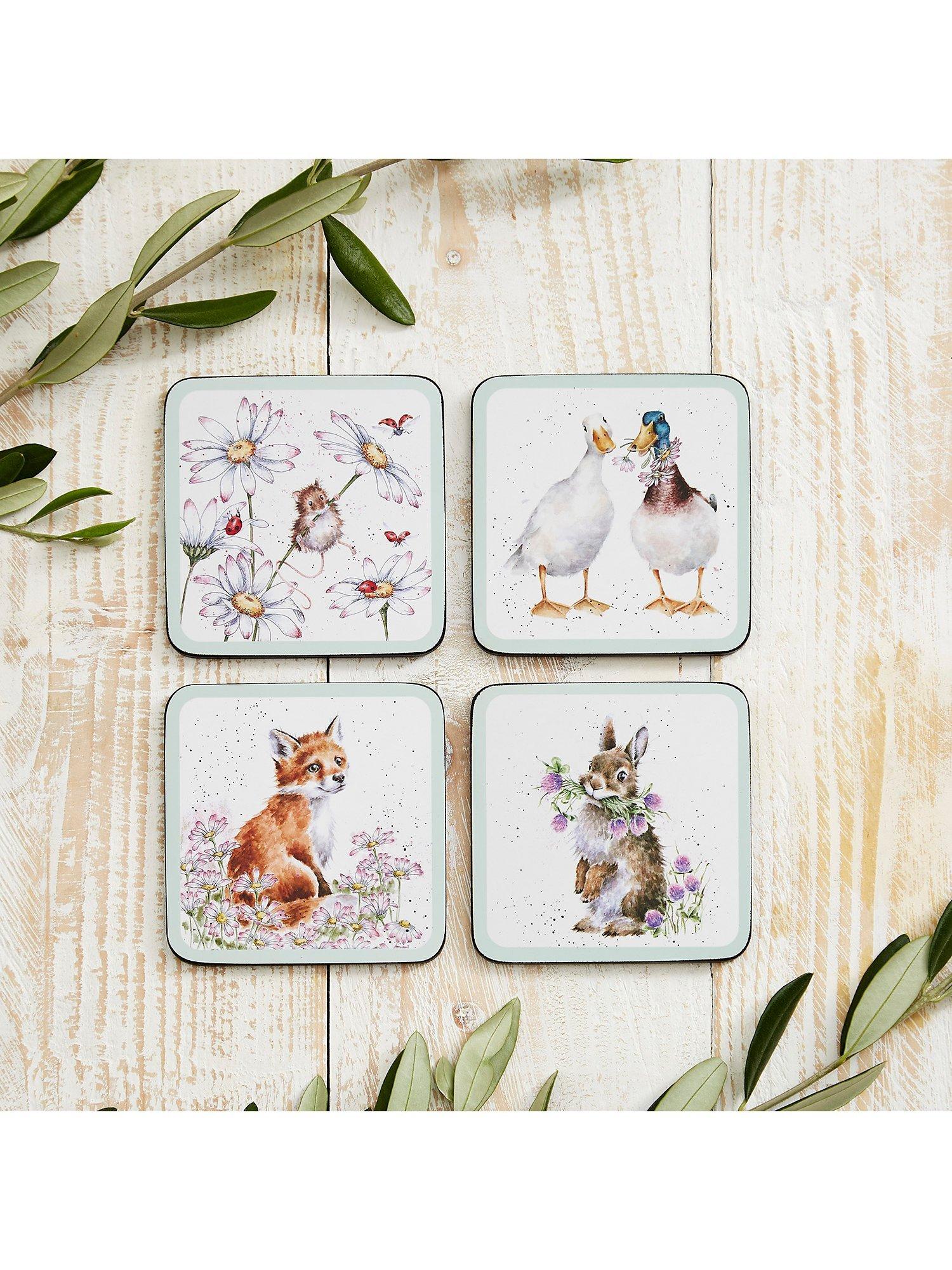 Wrendale Designs animal coasters set of 4 square (British brand)