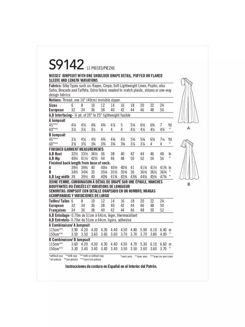 Simplicity S9142 sewing pattern one shoulder jumpsuit - British product