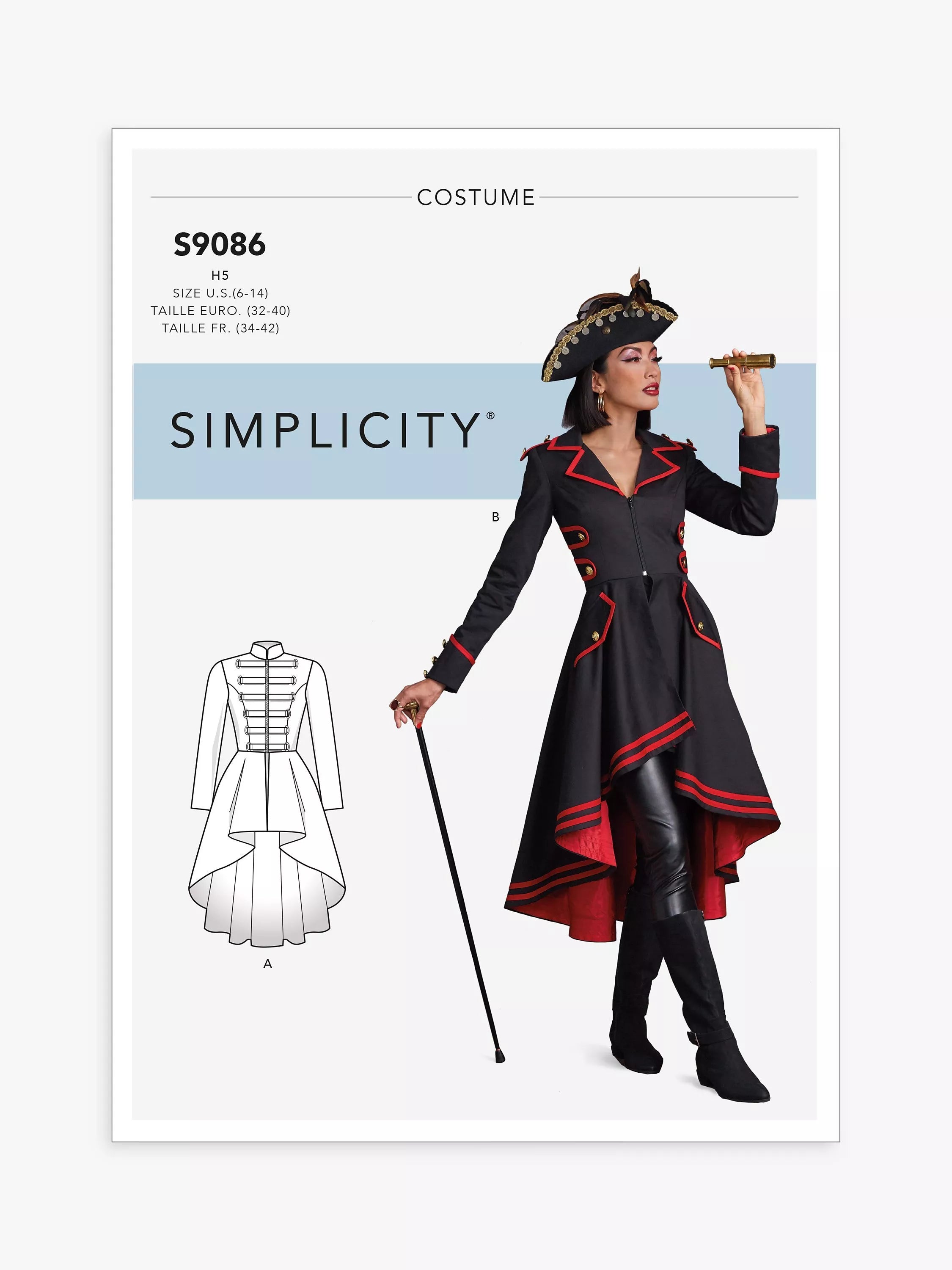 Simplicity sewing pattern for costume coat S9086 (British brand)