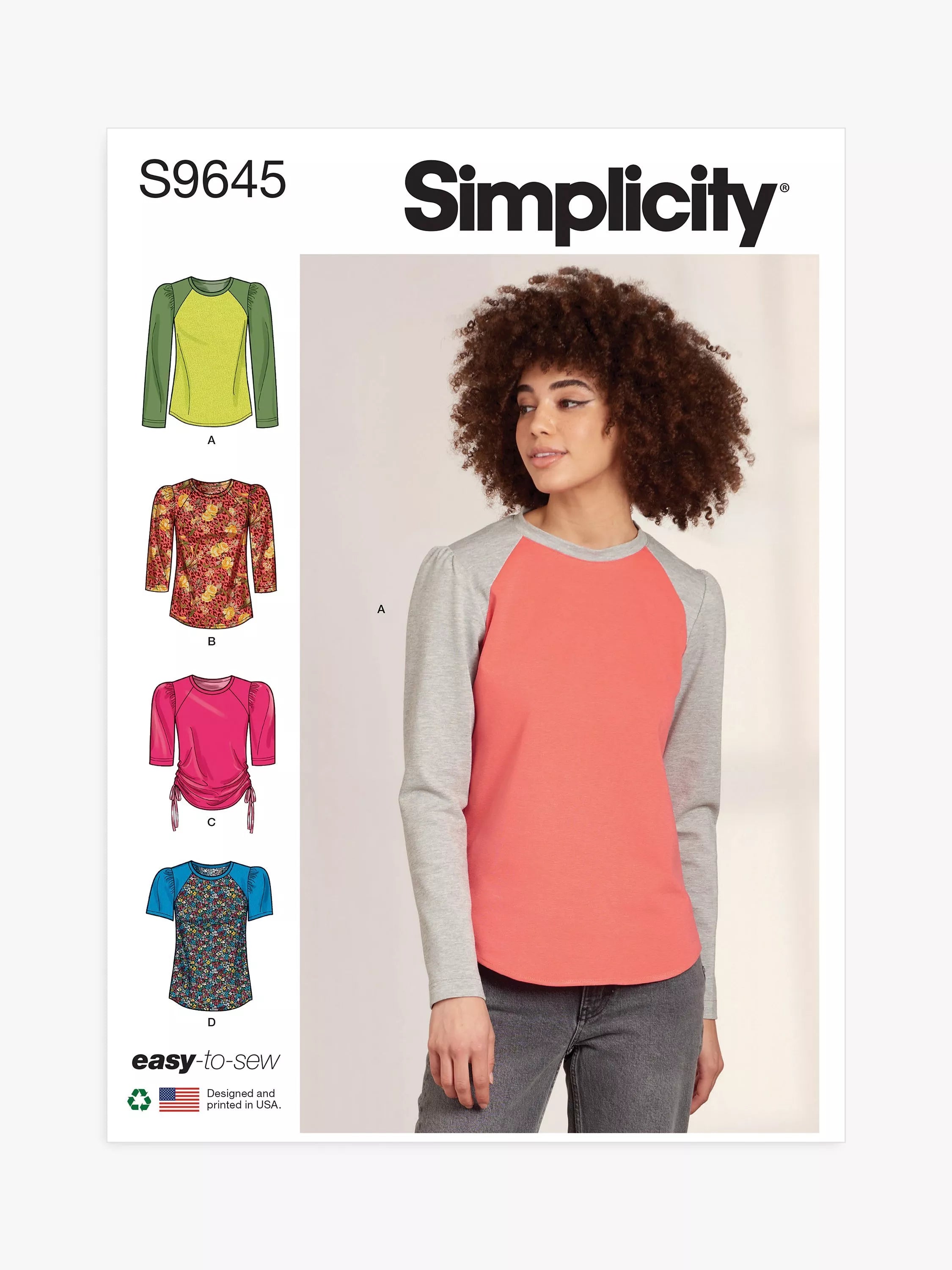 Simplicity S9645 misses knit tops sewing pattern, UK version