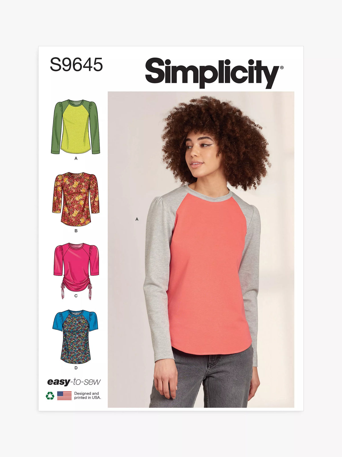 Simplicity S9645 misses knit tops sewing pattern, UK version