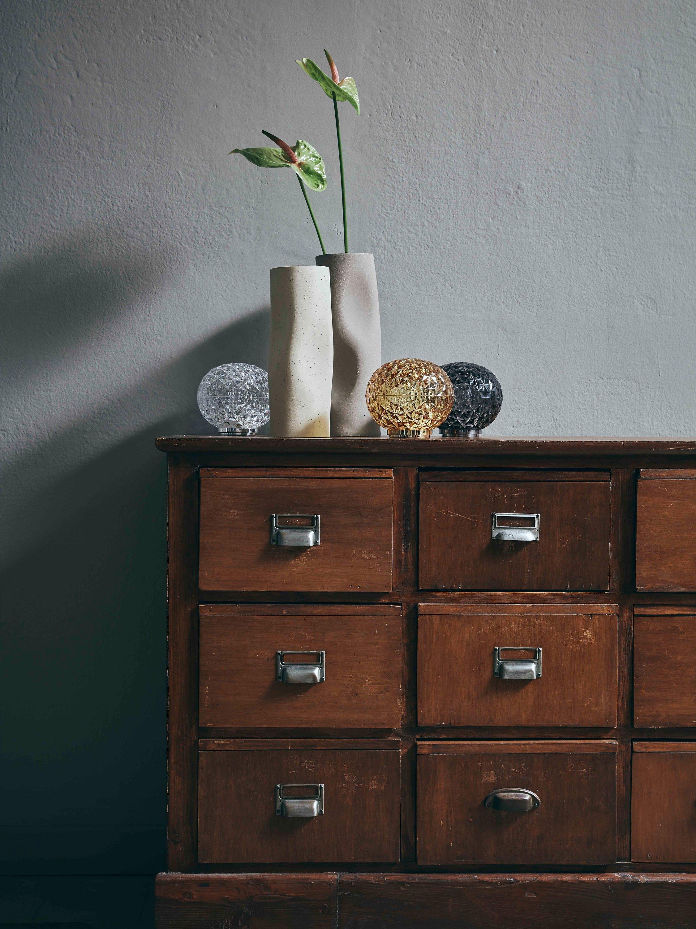 Kartell Mini Planet smoke table lamp, imported from the UK