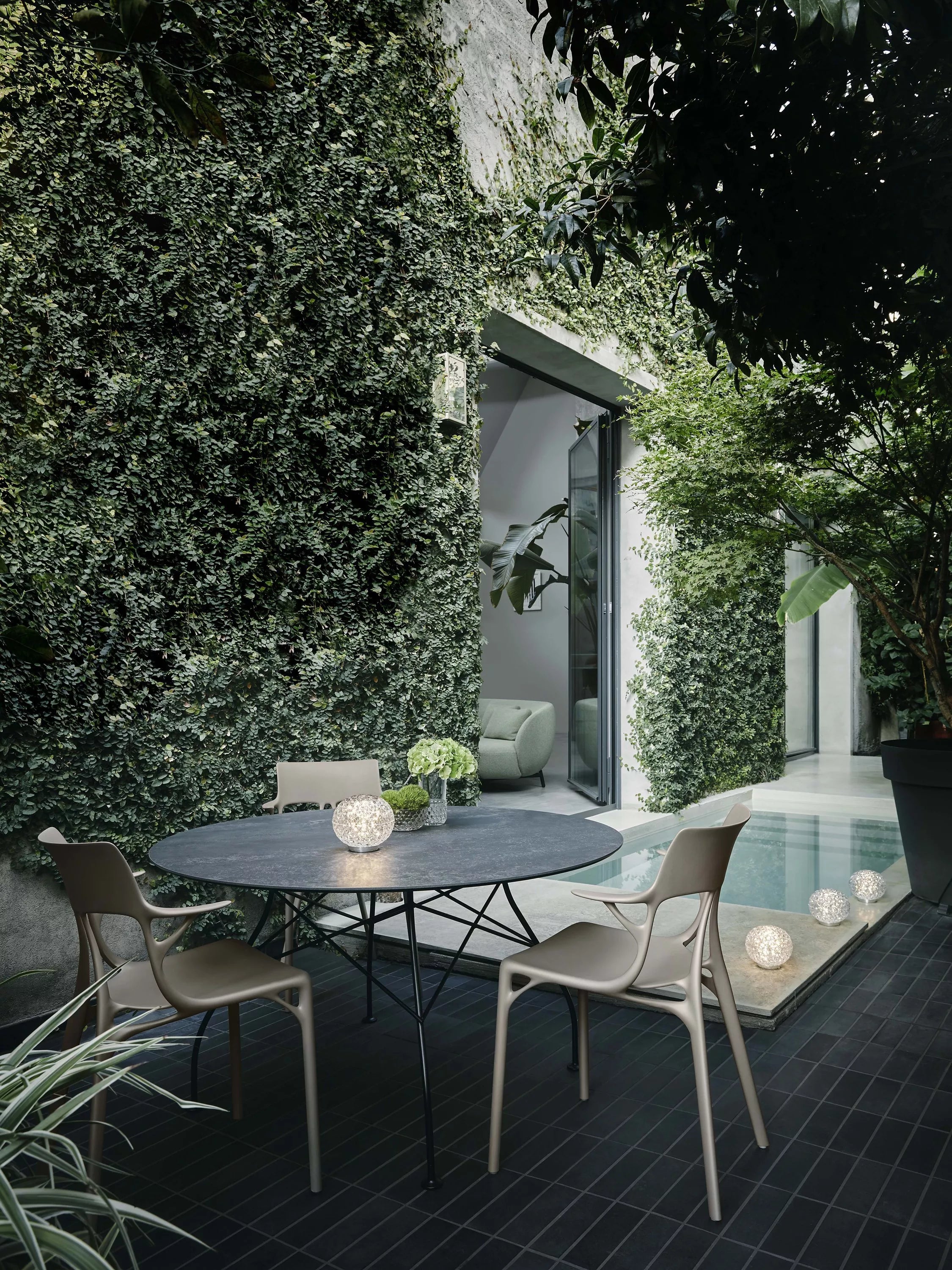Kartell Mini Planet smoke table lamp, imported from the UK