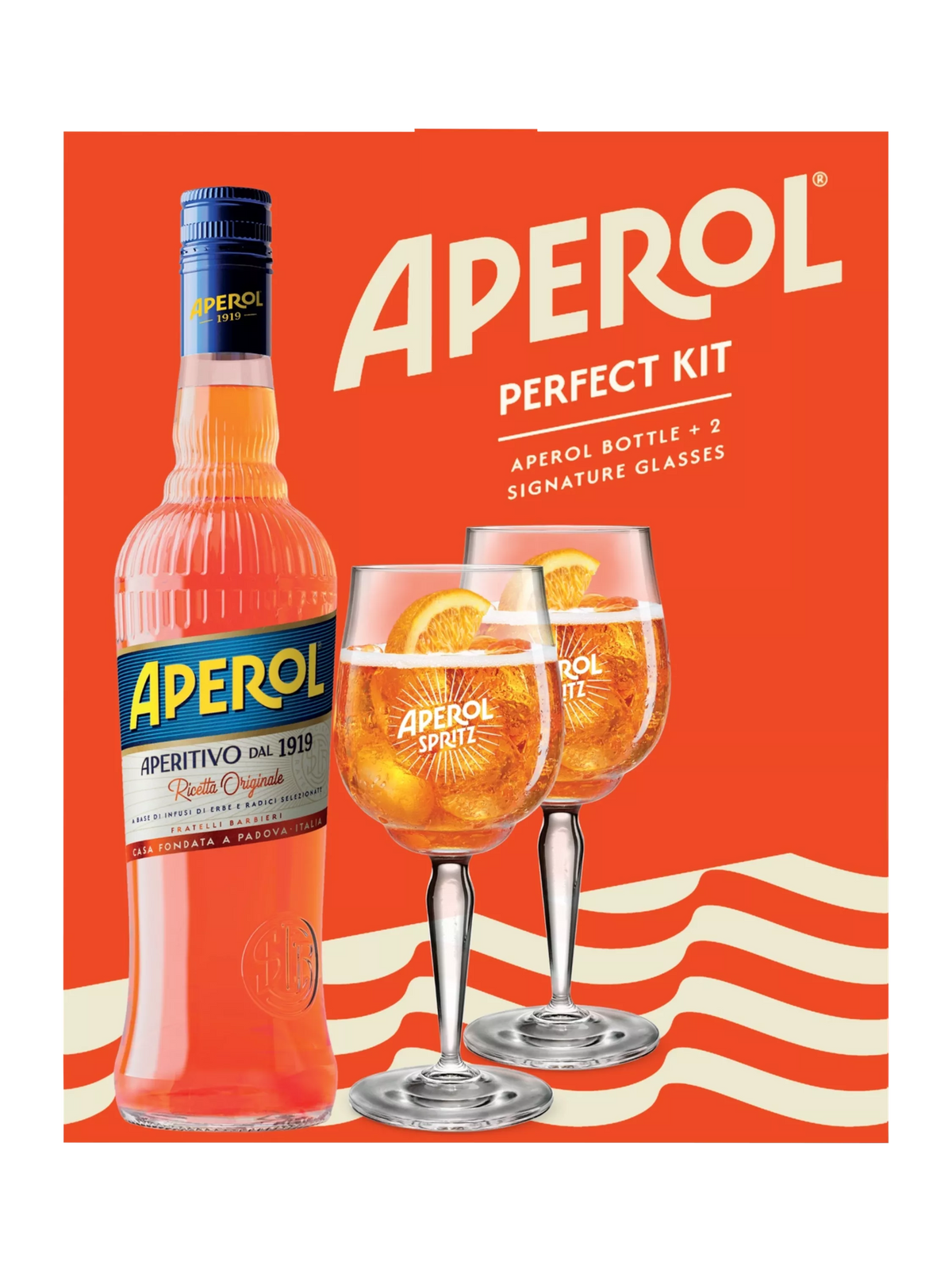 Aperol gift set with two glasses and 70cl bottle - British product