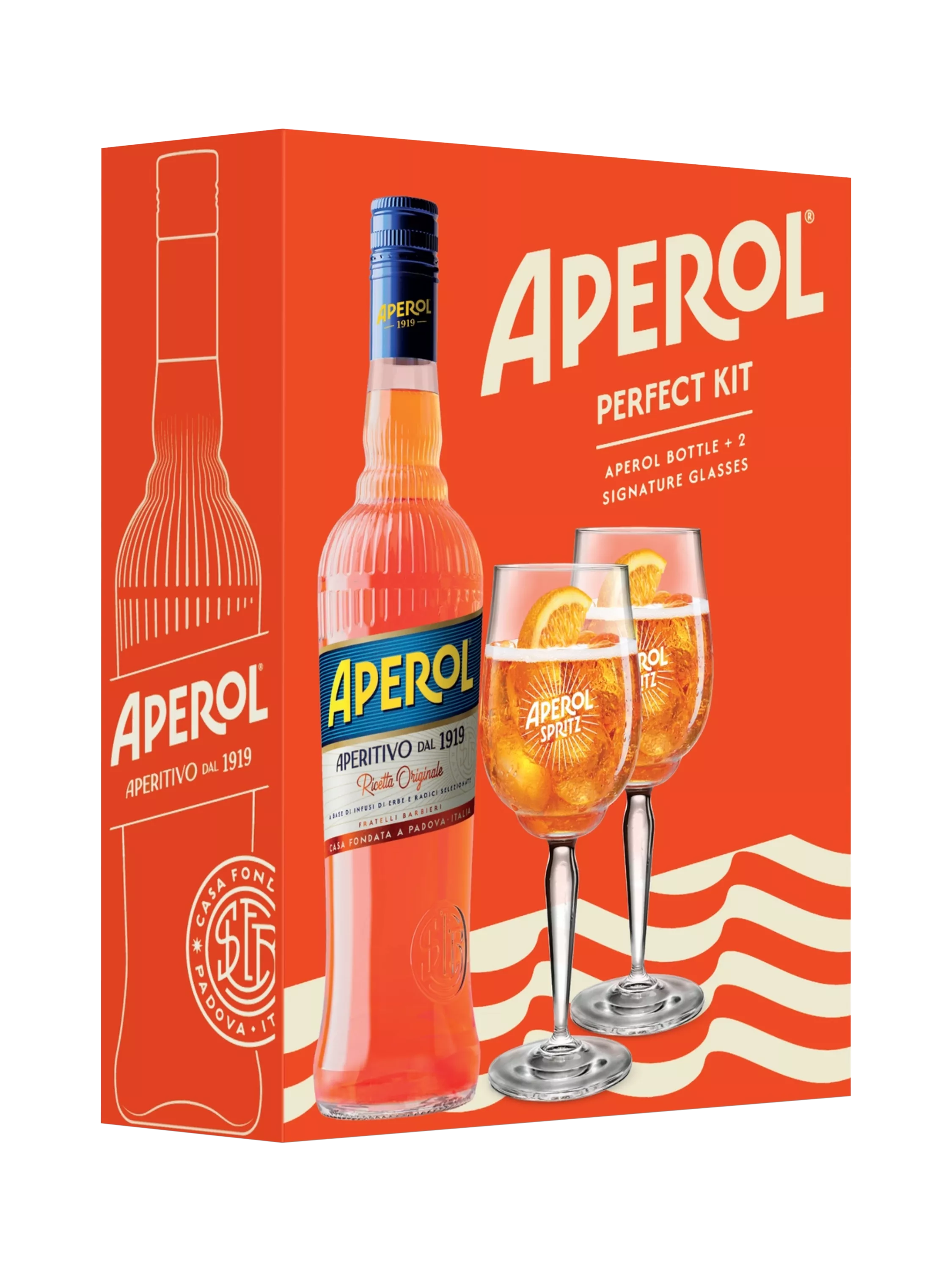 Aperol gift set with two glasses and 70cl bottle - British product