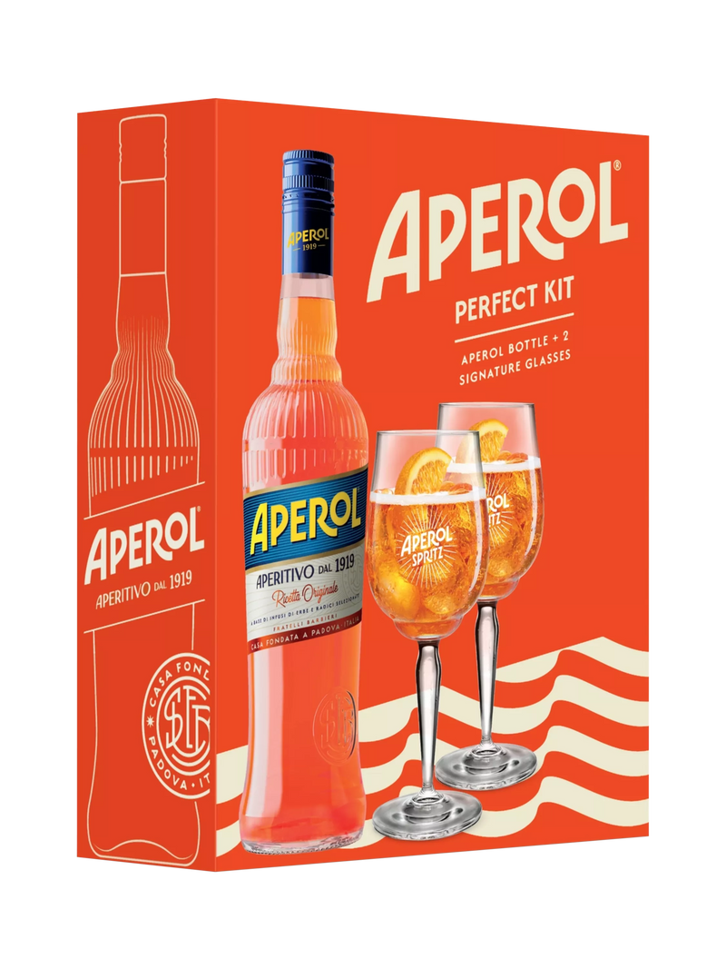 Aperol gift set with two glasses and 70cl bottle - British product