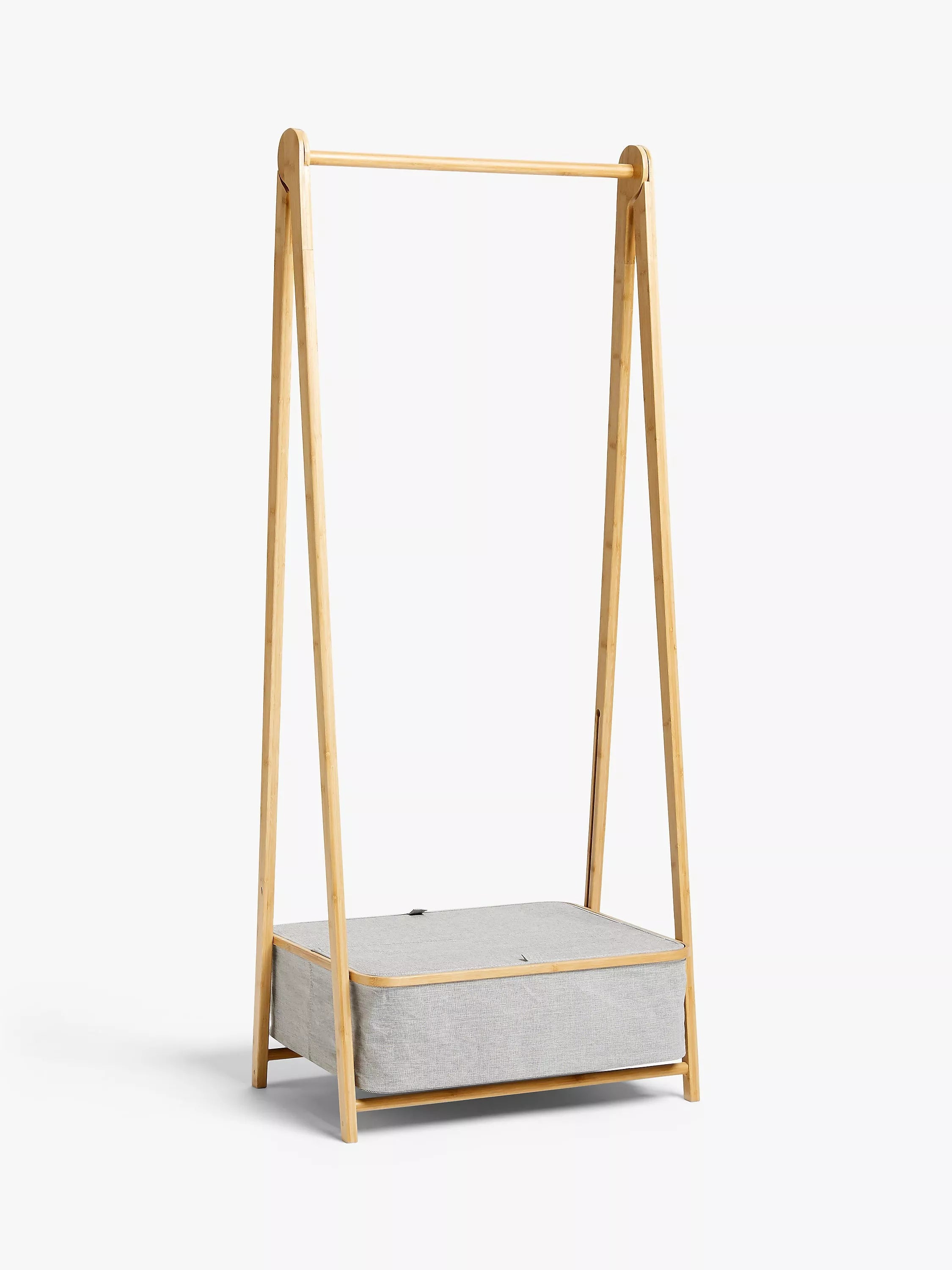 John Lewis bamboo collapsible clothes rail grey, imported from the UK