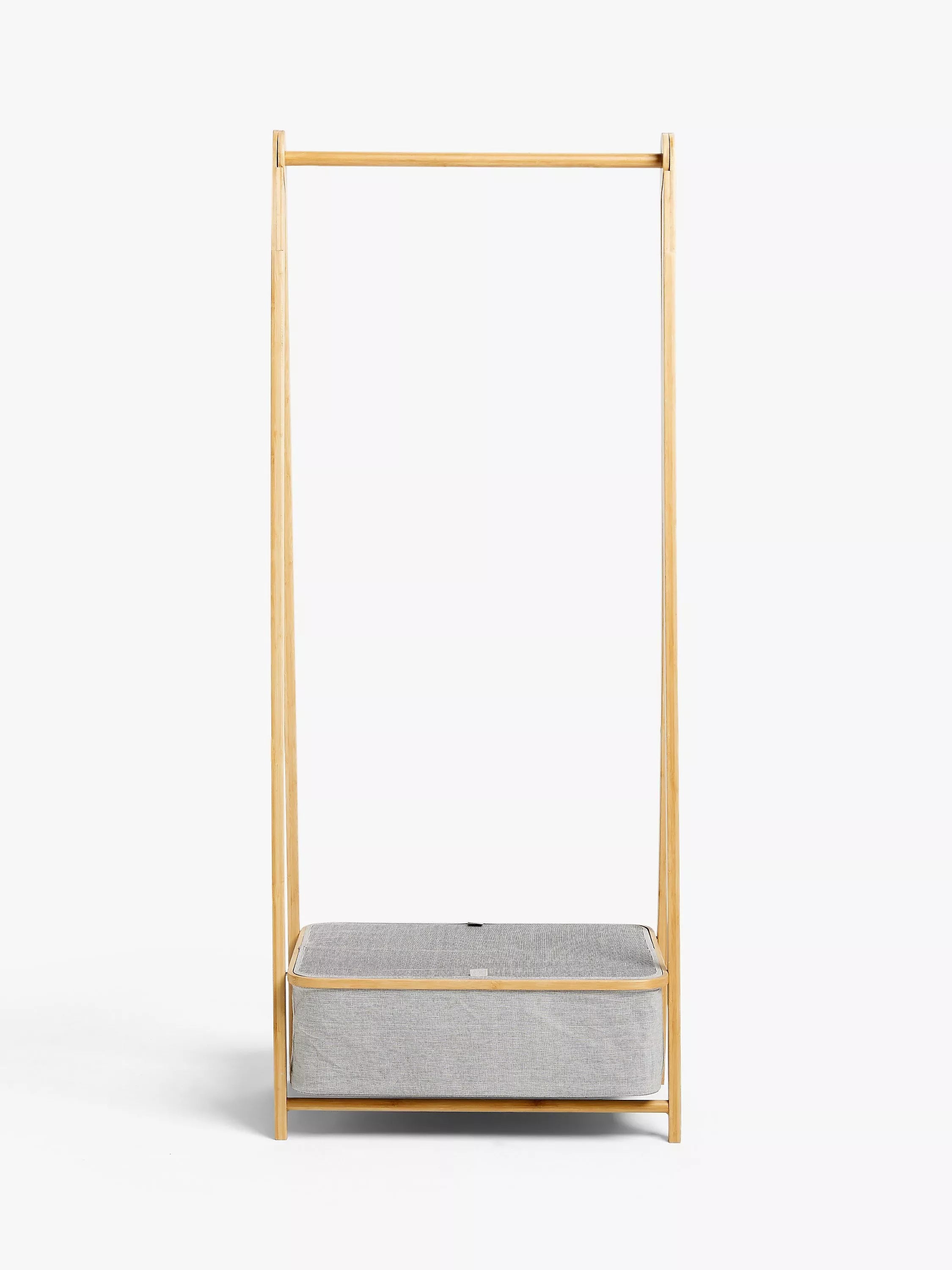 John Lewis bamboo collapsible clothes rail grey, imported from the UK