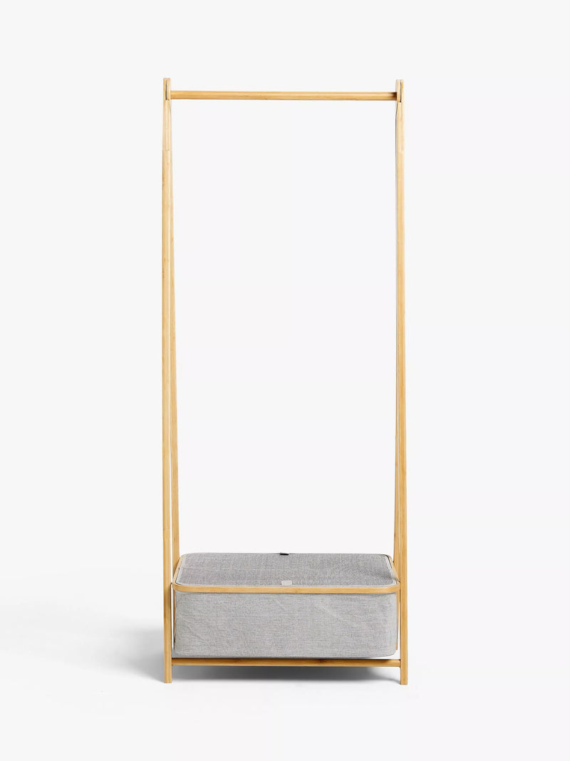 John Lewis bamboo collapsible clothes rail grey, imported from the UK
