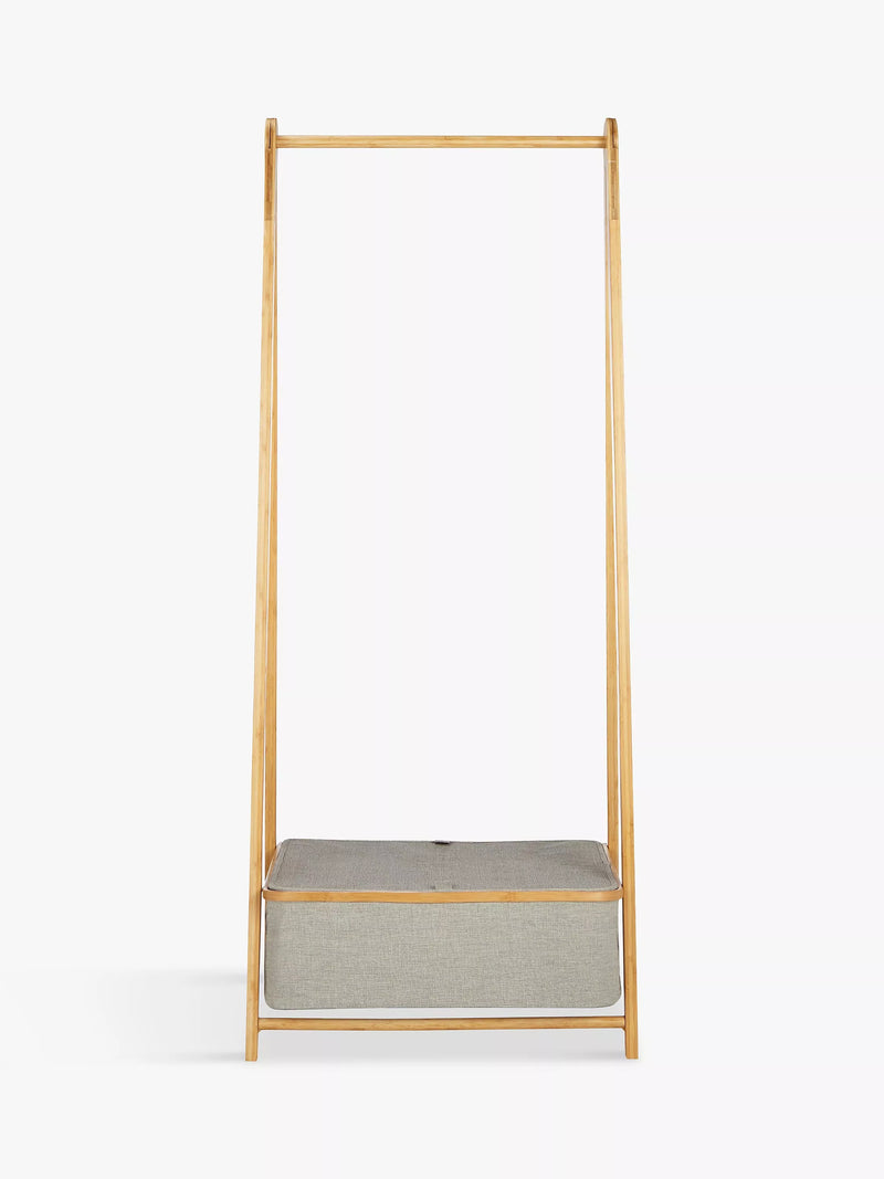 John Lewis bamboo collapsible clothes rail grey, imported from the UK