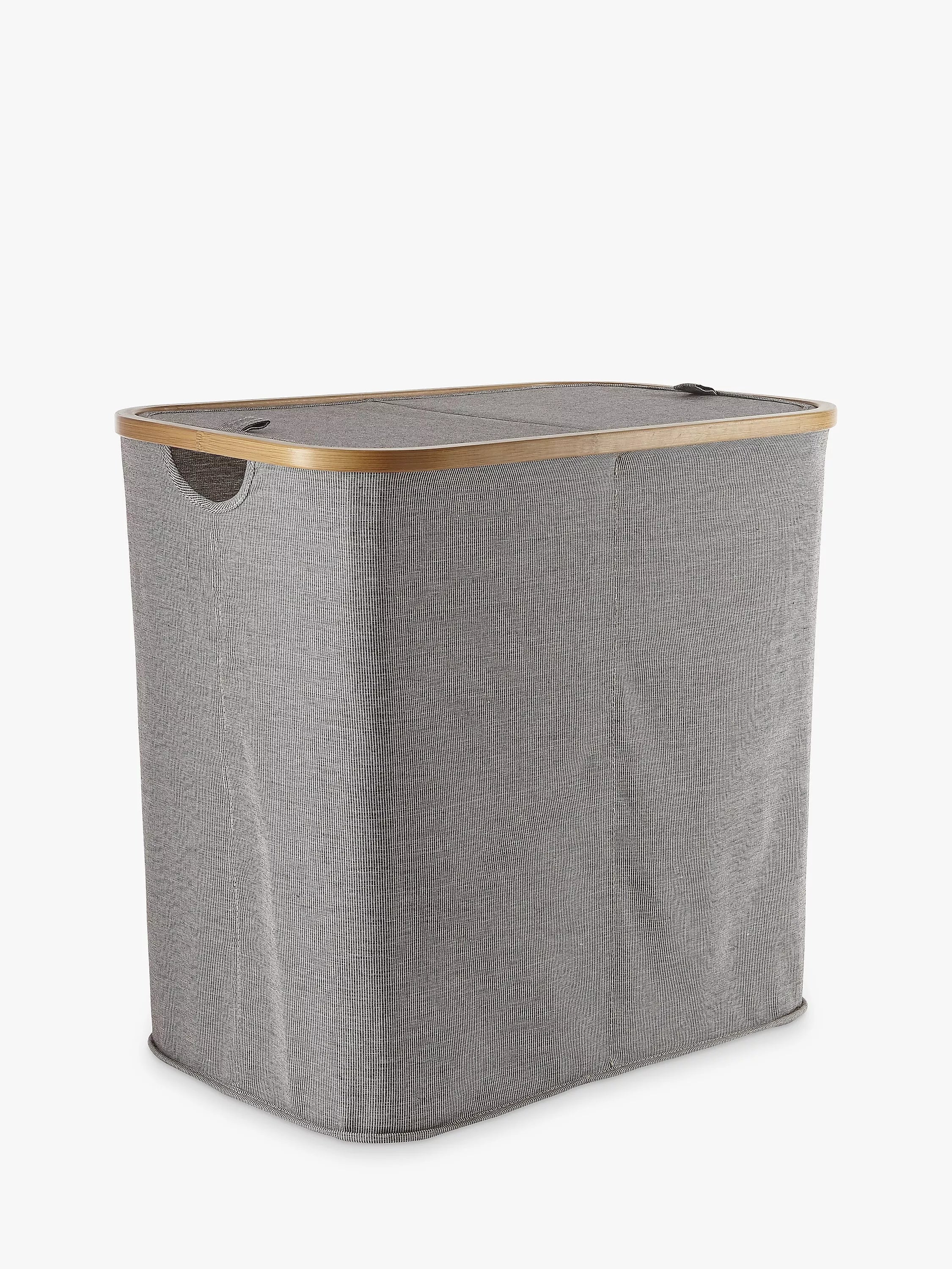 John Lewis bamboo rim double laundry hamper grey, UK version