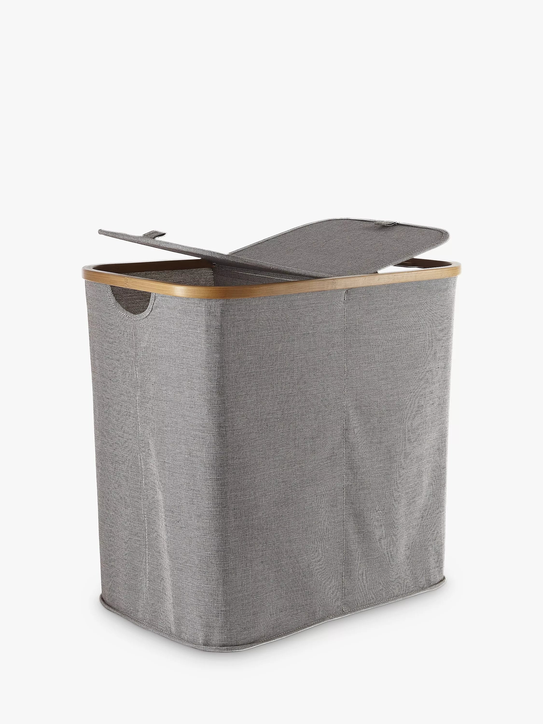 John Lewis bamboo rim double laundry hamper grey, UK version