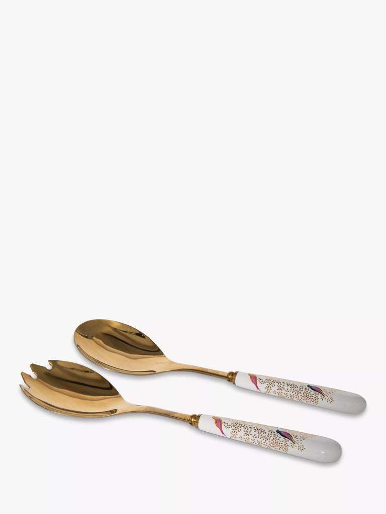 Sara Miller Birds Salad Servers, Multi