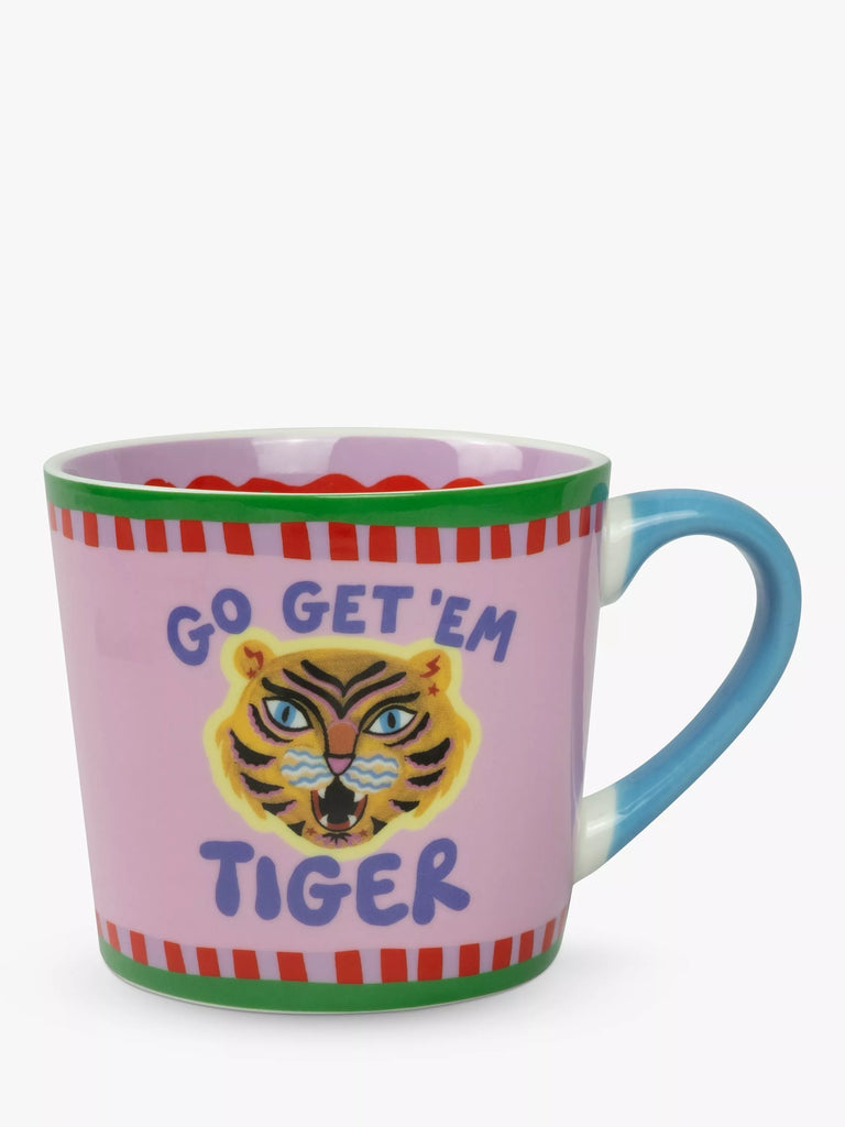 Eleanor Bowmer Go Get 'Em Tiger New Bone China Mug, 300ml, Pink/Multi