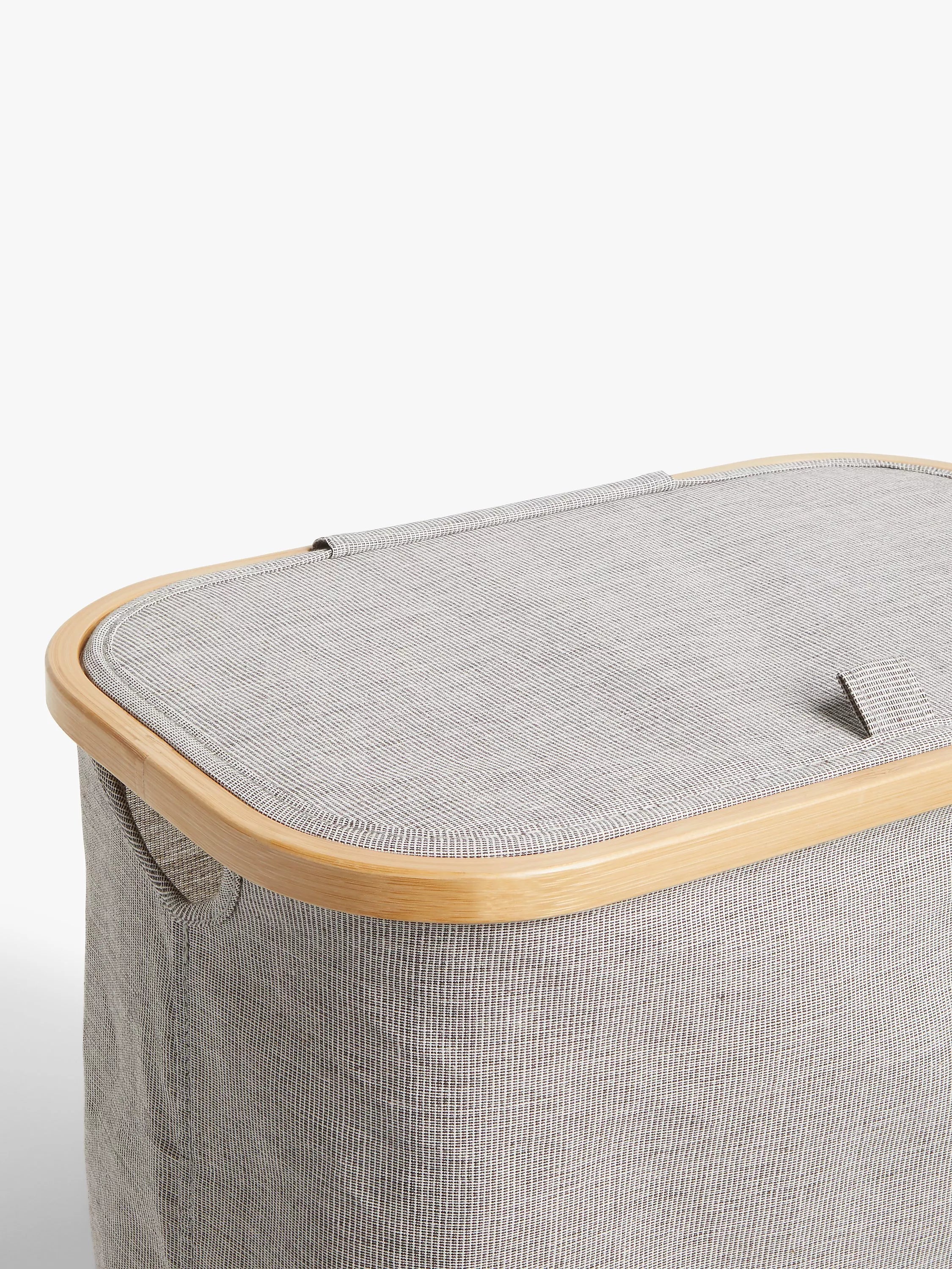 John Lewis bamboo rim laundry hamper in grey, imported from the UK