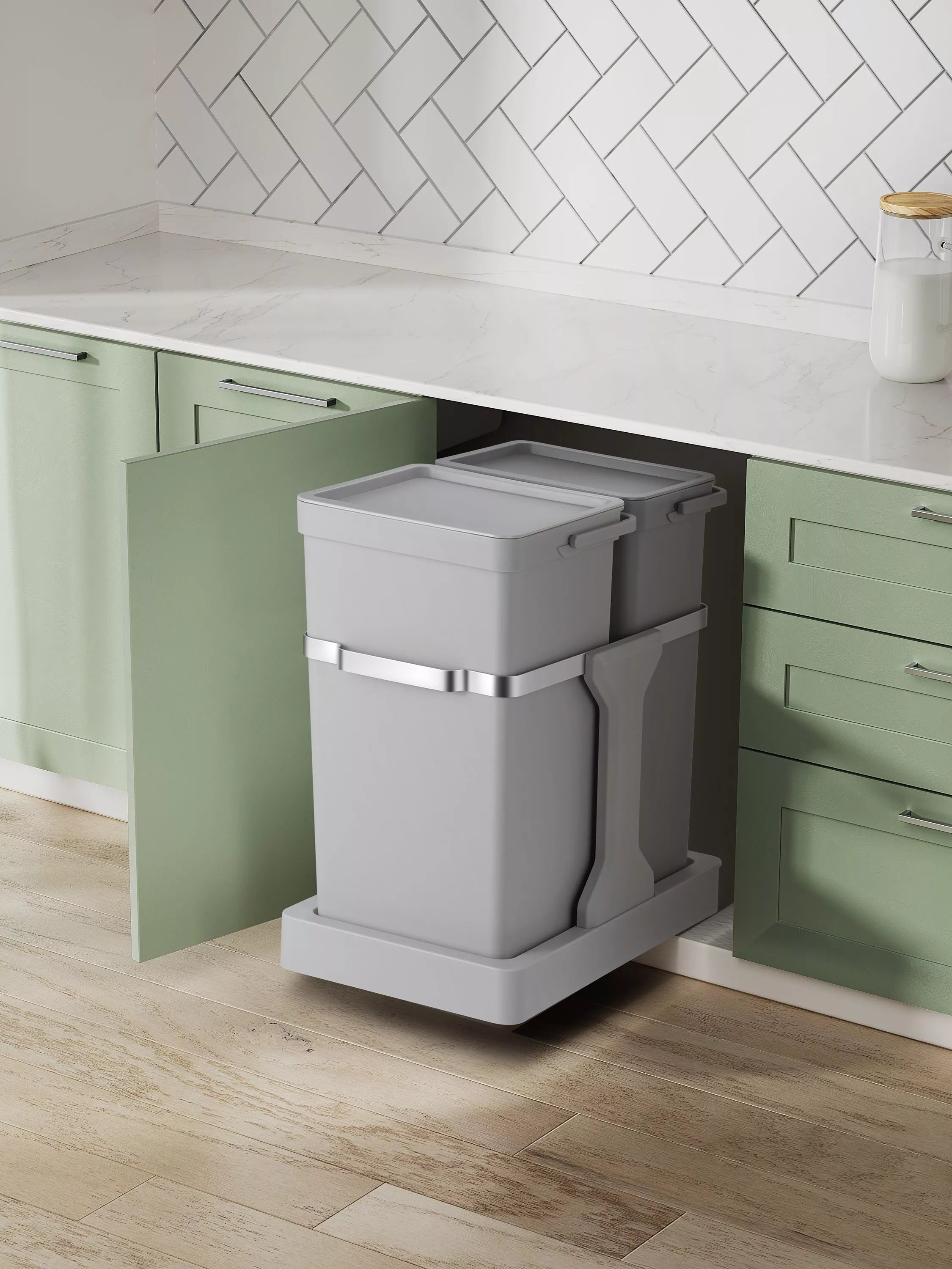 EKO pull-out recycling bin grey 20+15L - British product