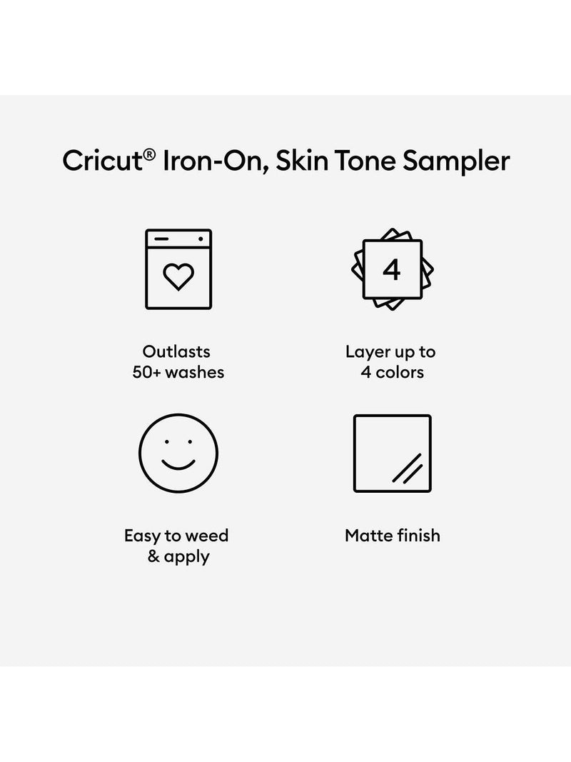 Cricut iron-on vinyl sampler skin tones 10 sheets (British brand)