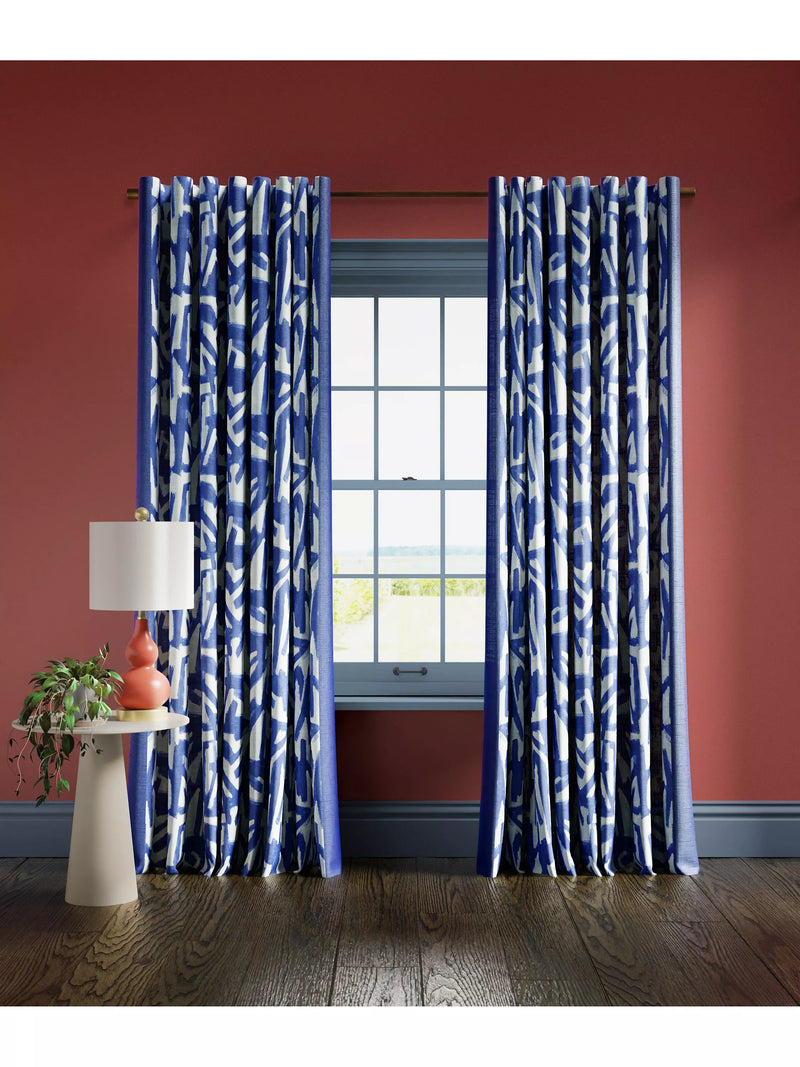 Harlequin x Sophie Robinson Thicket Pair Lined Multiway Curtains, Lapis Blue, W167 x Drop 137cm