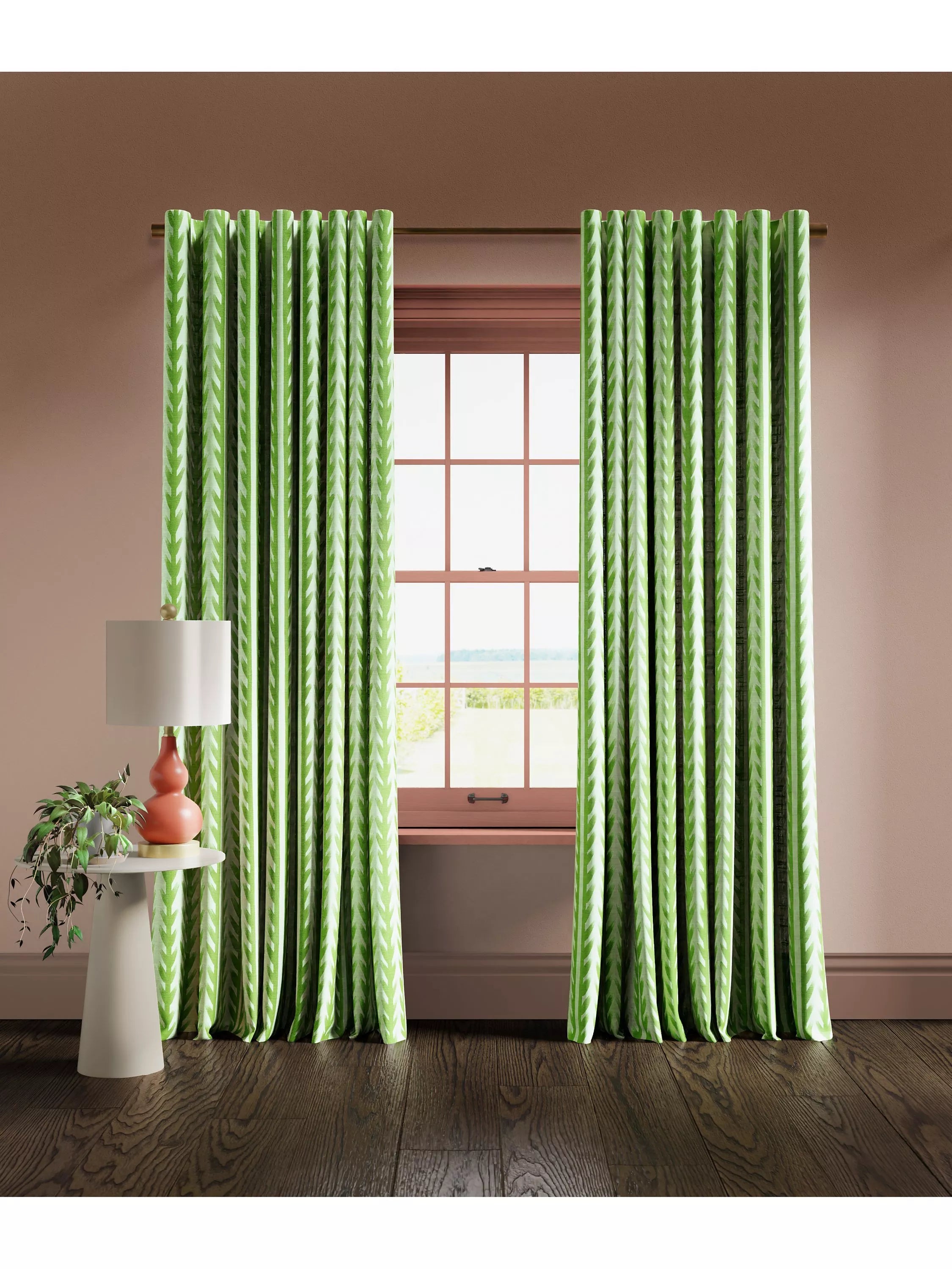 Harlequin Sophie Robinson Sticky Grass curtains in Emerald, UK version